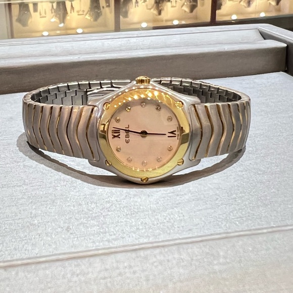 EBEL WAVE 18k Gold and Stainless Steel Mother of Pearl Diamond Dial - Picture 6 of 9